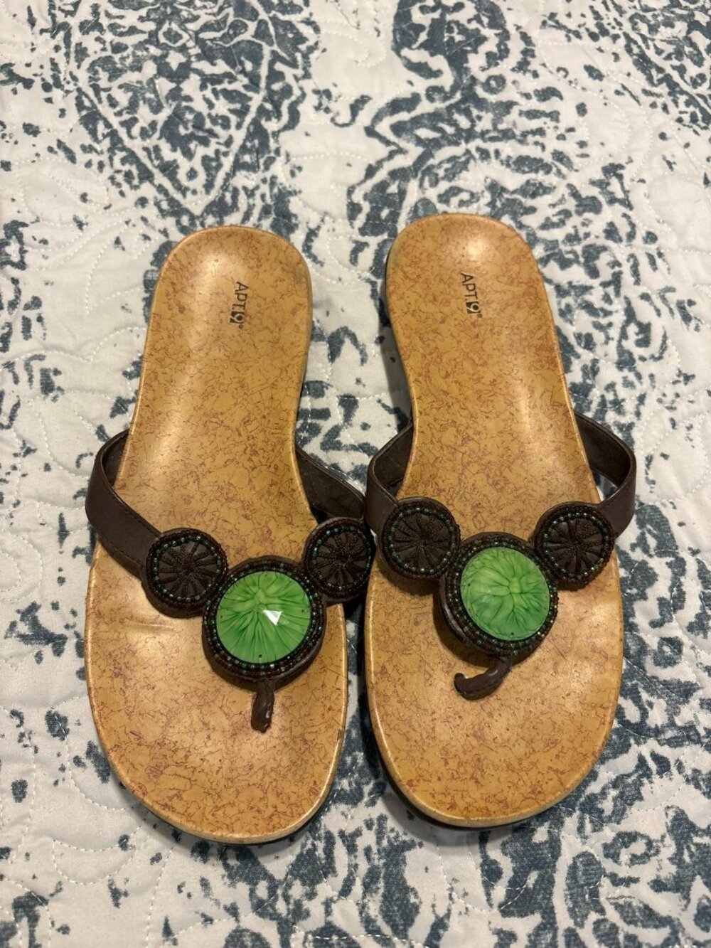Apt. 9 Boho Beaded Faux Stone Thong Flip Flop Sandals